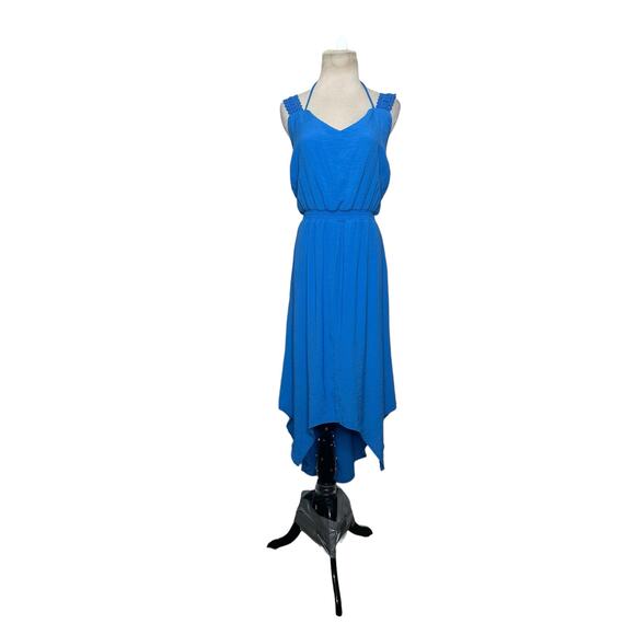 NY Collections blue strap sleeves asymmetrical dress size Small - Picture 1 of 12